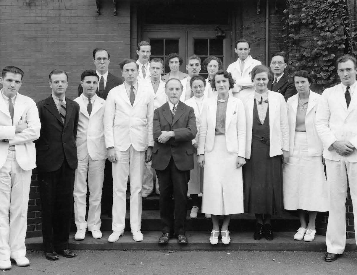 Johns Hopkins Hospital Staff, 1937. Paul V. Lemkau, front row, first on left; Adolf Meyer, front row, center with dark jacket.
